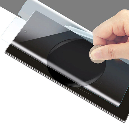 Защитное стекло для Samsung Galaxy Note 20 Ultra на весь экран противоударное WhiteStone Dome Glass c УФ-лампой прозрачное 2 шт.