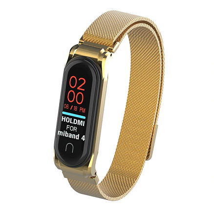 Сменный браслет для Xiaomi Mi Band 4 миланское плетение Nova Magnetic золотистый