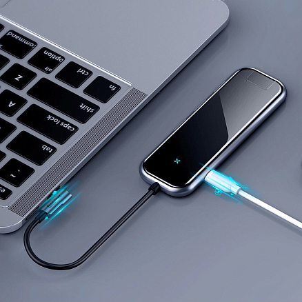 Хаб (разветвитель) Type-C - 3 х USB 3.0, HDMI 4K, Ethernet, Type-C PD Baseus Multi-functional серый