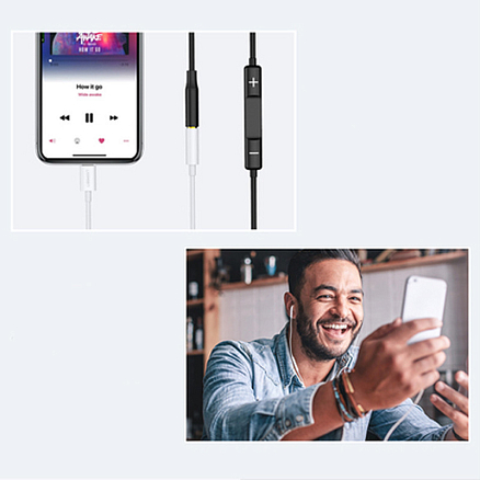 Кабель Lightning - 3,5 мм (папа - мама) 7 см MFi силиконовый Ugreen US212 белый