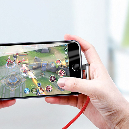 Кабель USB - Lightning для зарядки iPhone 2 м 1.5А плетеный с угловым штекером Baseus  Sharp-bird красный