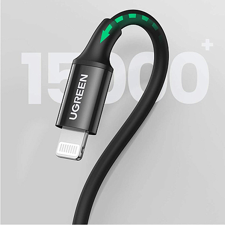 Кабель Type-C - Lightning для зарядки 1 м 3А 18W MFi Ugreen US171 (быстрая зарядка PD) черный