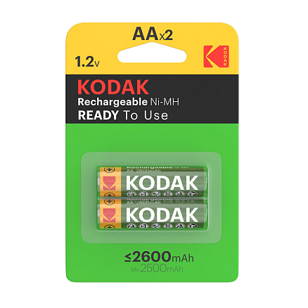Аккумуляторы AA (пальчиковые большие) Ni-Mh 2600мАч Kodak комплект 2 шт.