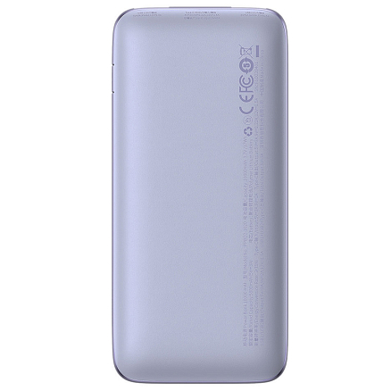 Внешний аккумулятор Baseus Bipow Pro Digital Overseas Edition с дисплеем 10000мАч (USB, Type-C, ток 3А, быстрая зарядка PD, QC 3.0, 20Вт) фиолетовый