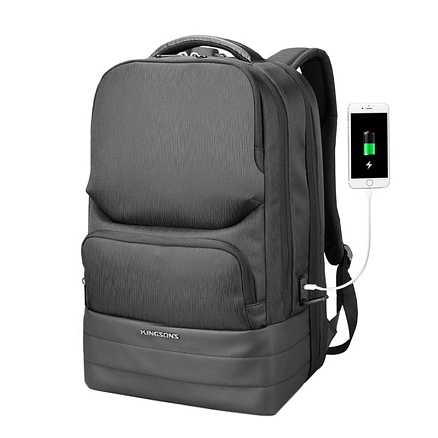 Рюкзак Kingsons KS3193W с отделением для ноутбука до 15,6 дюйма и USB портом черный