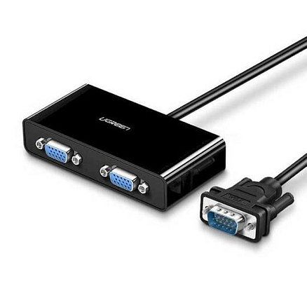 Переходник (преобразователь) 1xVGA - 2xVGA (папа - мама, мама) 0.9 м Ugreen черный