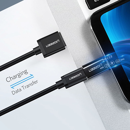 Переходник Type-C - MicroUSB (папа - мама) Ugreen US157 черный
