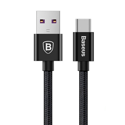 Кабель Type-C - USB 2.0 для зарядки 1 м 5А плетеный Baseus Speed (быстрая зарядка QC 3.0) черный