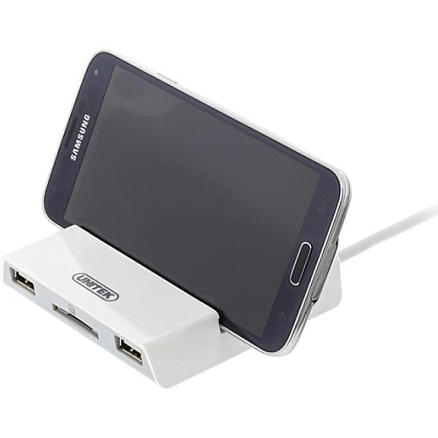 Переходник MicroUSB - USB хост OTG на 3 порта с SD картридером Unitek Y-2165B