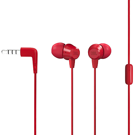 Наушники JBL C50HI вакуумные с микрофоном красные
