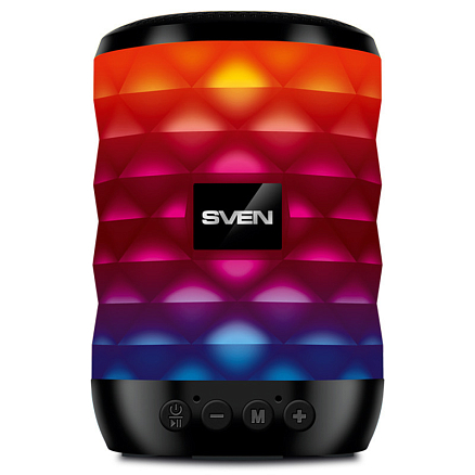 Портативная колонка Sven PS-55 с подсветкой, FM-радио, USB, MicroSD черная