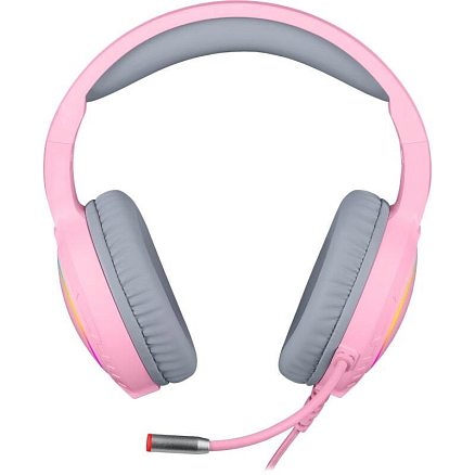 Наушники Redragon Mento полноразмерные с микрофоном и RGB подсветкой игровые розовые