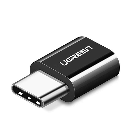 Переходник Type-C - MicroUSB (папа - мама) Ugreen US157 черный
