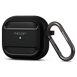 Чехол для наушников AirPods 3 гелевый Spigen Rugged Armor черный