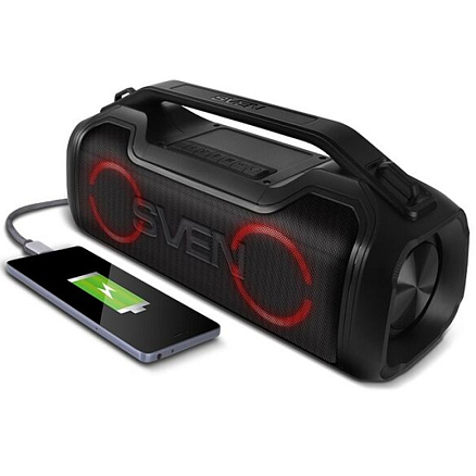Портативная акустическая система Sven PS-390 с подсветкой, USB, MicroSD с защитой от воды черная