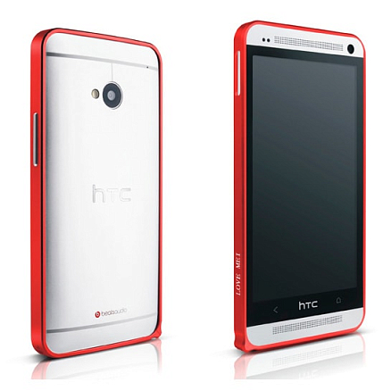 Чехол для HTC One Бампер алюминиевый ультратонкий Love Mei 0,6мм красный