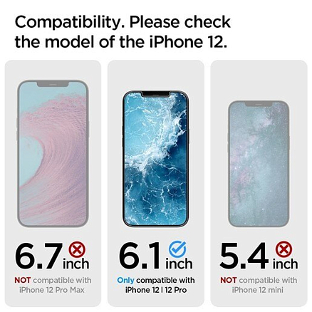Защитное стекло для iPhone 12, 12 Pro на экран Spigen Glas.TR Slim HD прозрачное