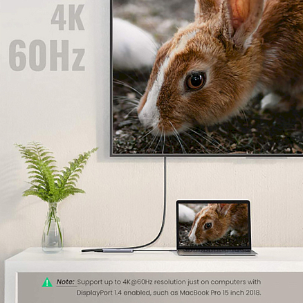 Хаб (разветвитель) Type-C - HDMI 4K 60Hz, 3 х USB 3.0, Type-C PD 100W Ugreen CM136-70495 серый