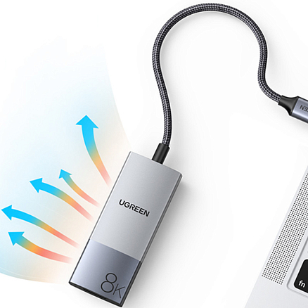 Хаб (разветвитель) Type-C - HDMI 2.1 4K (папа - мама) длина 20 см Ugreen CM491 серый