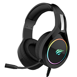 Наушники HV-H2232D полноразмерные с микрофоном и RGB подсветкой игровые черные