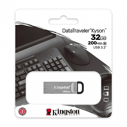 Флешка Kingston DataTraveler Kyson 32GB металл серебристая