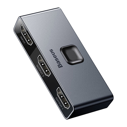 HDMI Splitter (разветвитель) на 2 порта 4Kx2K (1 HDMI вход на 2 HDMI выхода) двунаправленный Baseus Matrix серый