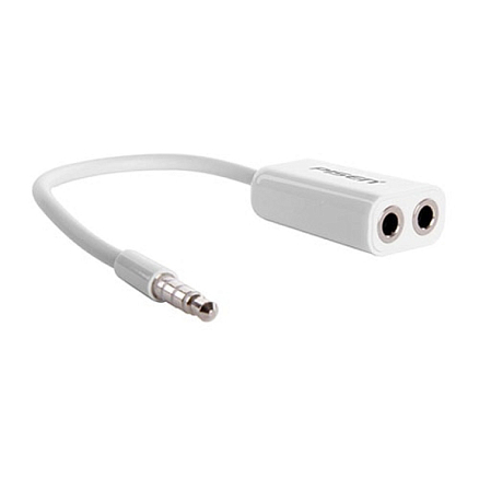 Разветвитель наушников на 2 разъема фирменный Pisen (Пайсен) белый