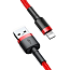 Кабель USB - Lightning для зарядки iPhone 0,5 м 2.4А плетеный Baseus Cafule красный
