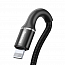 Кабель USB - Lightning для зарядки iPhone 0,5 м 2.4А плетеный Baseus Halo черный