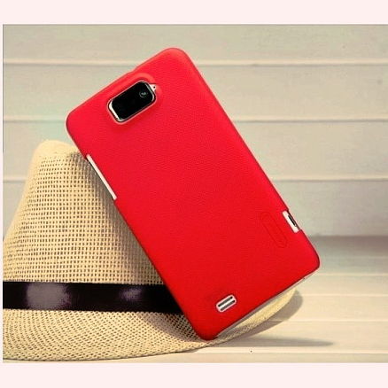 Чехол для ZTE Grand Memo V9815 пластиковый тонкий Nillkin Super Frosted красный