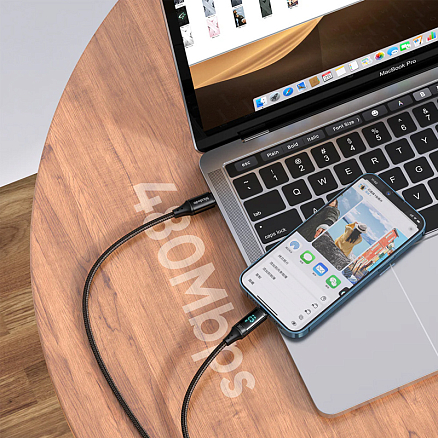 Кабель Type-C - Lightning для зарядки 1,2 м 3А 36W с дисплеем плетеный McDodo CA-1030 (быстрая зарядка PD) черный