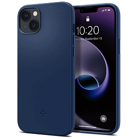 Чехол для iPhone 14 Plus силиконовый Spigen Silicone Fit MagSafe синий