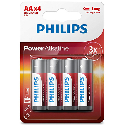 Батарейка LR6 (пальчиковая большая AA) Philips Power Alkaline LR6P4B/97 упаковка 4 шт.
