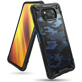 Чехол для Xiaomi Poco X3, X3 Pro гибридный Ringke Fusion X Design Camo черный