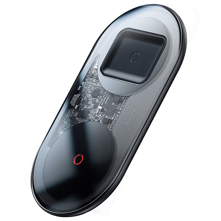 Беспроводная зарядка 2-в-1 для телефона и AirPods Baseus Simple Turbo (быстрая зарядка) черная