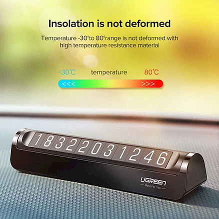 Автовизитка на липучке (два номера) Ugreen Temporary Parking Card черная