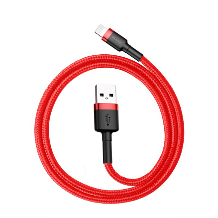 Кабель USB - Lightning для зарядки iPhone 0,5 м 2.4А плетеный Baseus Cafule красный