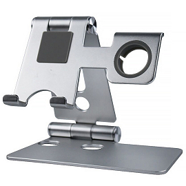 Подставка для телефона и Apple Watch SeenDa E1212 металлическая серебристая