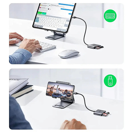 Картридер Type-C универсальный Ugreen CM387 серый