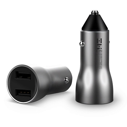 Зарядное устройство автомобильное с двумя USB входами 2.4А 18W Xiaomi ZMI AP621 (быстрая зарядка QC 3.0) серебристое