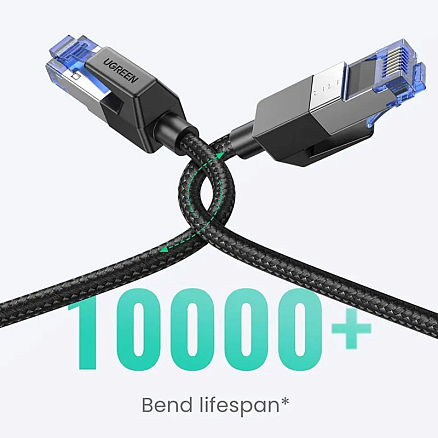 Сетевой кабель (патч-корд) RJ45 Cat.8 F/FTP длина 1 м плетеный Ugreen NW153 черный
