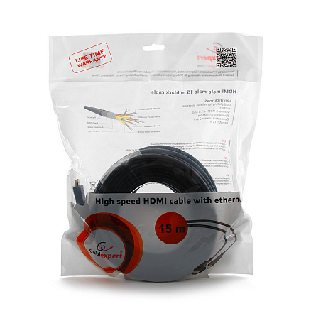 Кабель HDMI - HDMI (папа - папа) длина 15 м версия 1.4 Cablexpert черный
