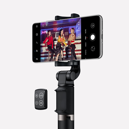 Монопод (палка для селфи) Bluetooth с кнопкой и треногой Huawei CF15 Pro черный