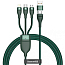 Кабель USB, Type-C - MicroUSB, Lightning, Type-C для зарядки 1,2 м 100W плетеный Baseus Flash Series зеленый