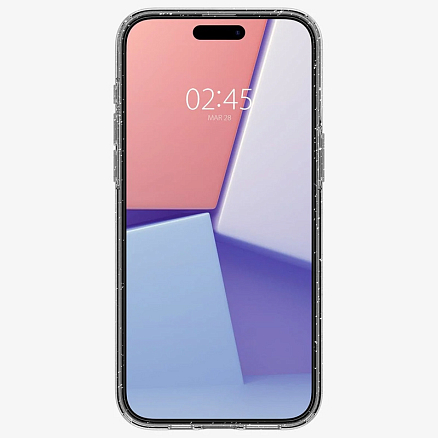 Чехол для iPhone 15 Pro гелевый с блестками Spigen Liquid Crystal Glitter прозрачный