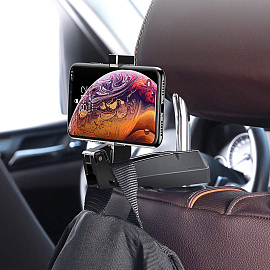 Держатель автомобильный на подголовник складной Baseus Backseat черный