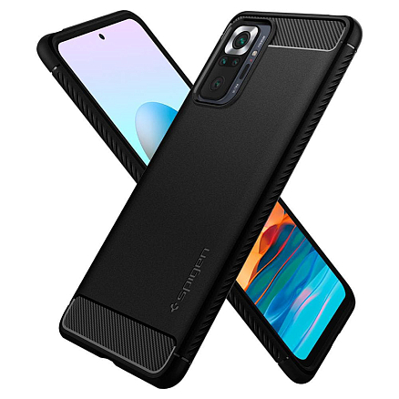 Чехол для Xiaomi Redmi Note 10 Pro гелевый Spigen Rugged Armor черный