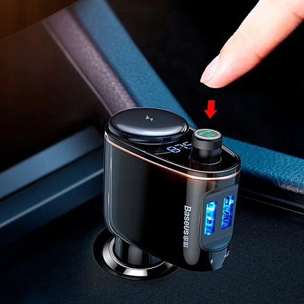 FM модулятор (трансмиттер) автомобильный с громкой связью и USB для зарядки Baseus CCALL-RH01 черный