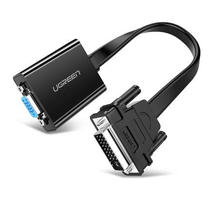 Переходник DVI-D - VGA (папа - мама) длина 20 см Ugreen MM108 с питанием MicroUSB черный