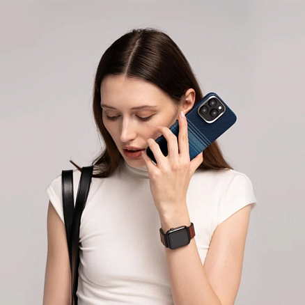 Чехол для телефона Pitaka Tactile Woven для iPhone 16 Pro (синий)